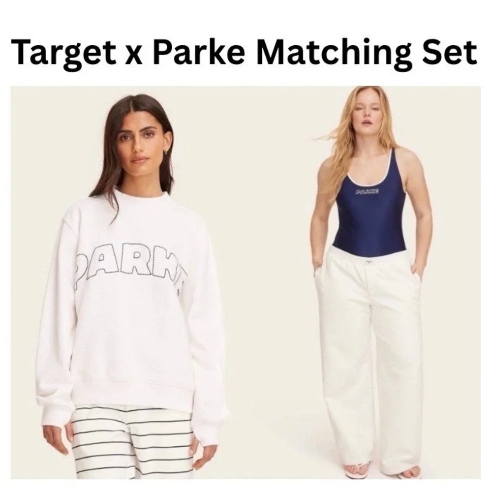 NWT Parke x Target SET  L/XL Sweatshirt and Large Boxer Sweatpants Cream.